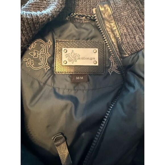 Mackage down hooded long puffer coat 2 in 1 vest sz medium women’s blue cable kn - Picture 2 of 10